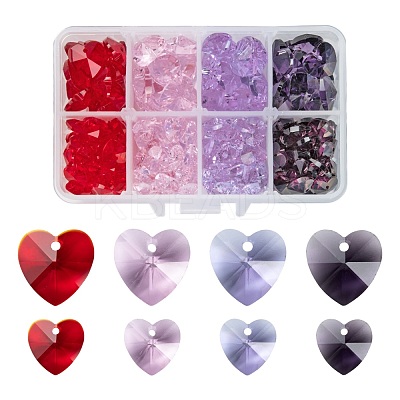 240Pcs 8 Style Romantic Valentines Ideas Glass Charms GLAA-LS0001-06-1