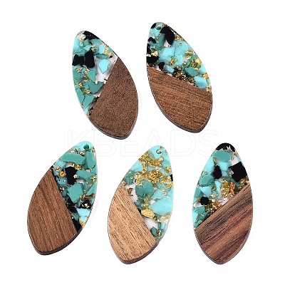 Transparent Resin and Walnut Wood Pendants RESI-T057-05J-1