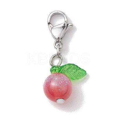 Round Resin Imitation Cat Eye Pendant Decortion HJEW-JM01986-02-1