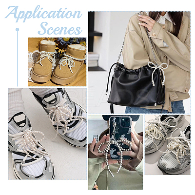 8Pcs 4 Styles Plastic Imitation Pearl Bowknot Shoe Charms AJEW-WR0002-68-1