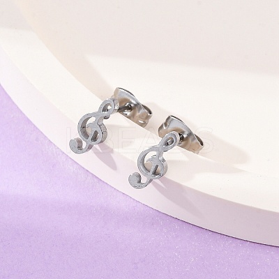 Tarnish Resistant 304 Stainless Steel Music Note Studs Earrings with 316 Stainless Steel Pins for Women LS-MUSI-PW0001-23P-1