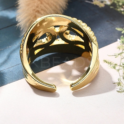 Rack Plating Brass Micro Pave Clear Cubic Zirconia Cuff Finger Rings for Women RJEW-M028-30G-03-1