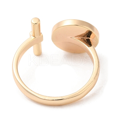 Natural Shell Flat Round & Column Open Cuff Ring RJEW-G288-08G-1