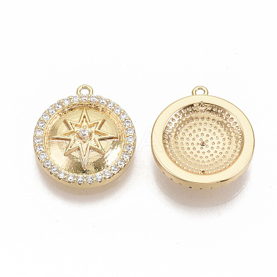 Brass Micro Pave Cubic Zirconia Pendants ZIRC-T011-01G-NF-1