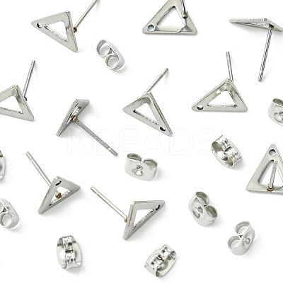 10Pcs 201 Stainless Steel Stud Earring Findings with Hole EJEW-FS0001-14A-1