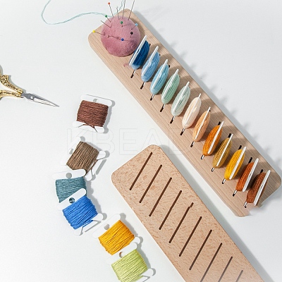 Wood Bobbin Rack for Embroidery Floss PW-WG72335-01-1