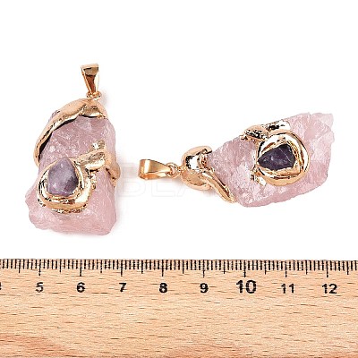 Raw Rough Natural Rose Quartz Pendants G-T138-175D-1