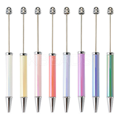 8Pcs 8 Colors UV Plated Plastic Ball-Point Pen AJEW-TA0001-84-1