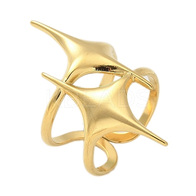 304 Stainless Steel Open Cuff Ring for Women LS-RJEW-B109-05G-02-1