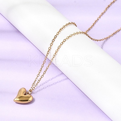 304 Stainless Steel Heart Pendant Necklaces & Bracelets & Stud Earrings Sets SJEW-P008-01G-1