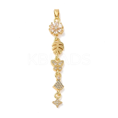 Brass Micro Pave Clear Cubic Zirconia Pendants LS-KK-D101-01B-G-1