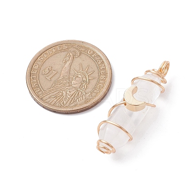 Natural Quartz Crystal Copper Wire Wrapped Pointed Pendants PALLOY-JF02535-01-1