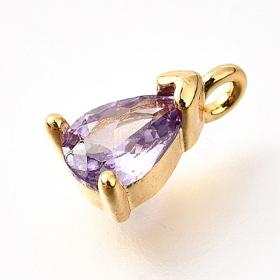 Brass Micro Pave Cubic Zirconia Pendants KK-D356-08A-G-1