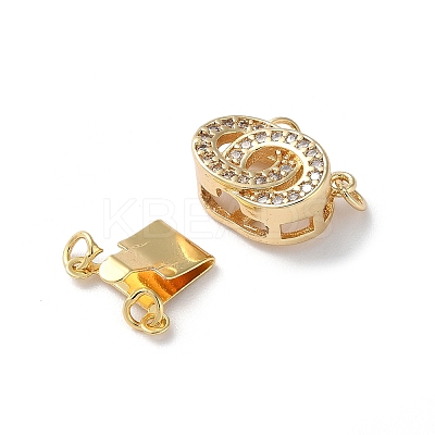 Rack Plating Brass Micro Pave Clear Cubic Zirconia Box Clasps KK-E073-02G-1