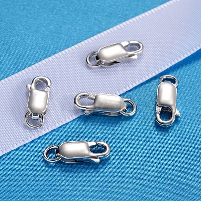 Anti-Tarnish Rhodium Plated 925 Sterling Silver Lobster Claw Clasps STER-K014-H154-12mm-P-1