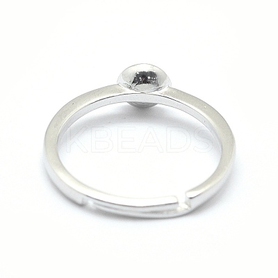 Anti-Tarnish Rhodium Plated 925 Sterling Silver Finger Design Ring Mounts Fittings with Pearl Seat STER-E060-15P-1