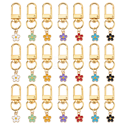 21Pcs 7 Colors Alloy Enamel Pendant Decorations HJEW-GA00037-1
