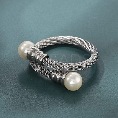 304 Stainless Steel Open Cuff Rings for Women RJEW-F173-04P-1