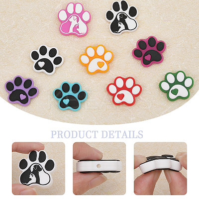 9Pcs 9 Style Dog Paw Print Food Grade Eco-Friendly Silicone Focal Beads SIL-CA0002-80-1