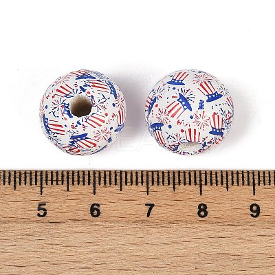 Independence Day Theme Wood European Beads WOOD-Z005-01B-03-1
