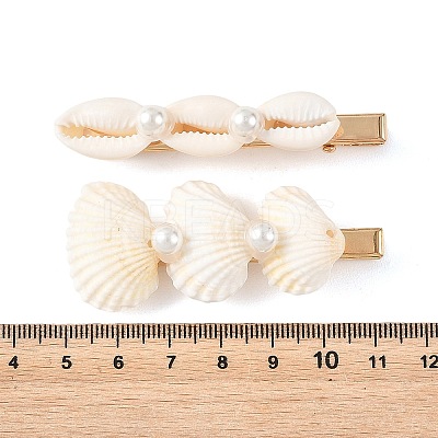 4Pcs 4 Styles Natural Shell Alligator Hair Clips PHAR-TA000002-1
