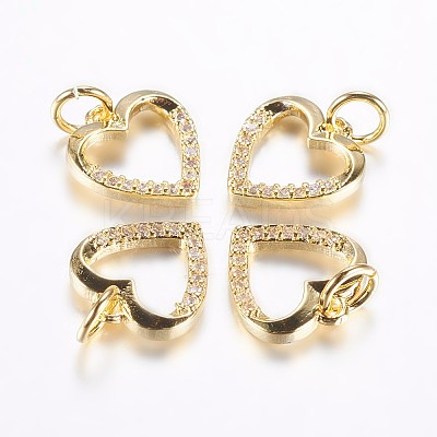 Long-Lasting Plated Brass Micro Pave Cubic Zirconia Charms X-ZIRC-F069-39G-1