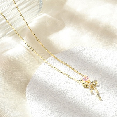 Brass Micro Pave Cubic Zirconia Pendant Necklaces NJEW-S441-03C-G-1