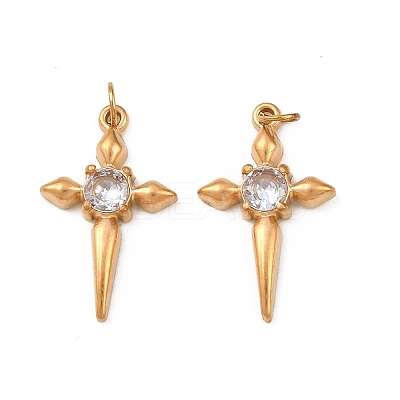 304 Stainless Steel with Clear Cubic Zirconia Pendants STAS-G364-01G-1