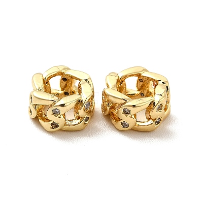 Rack Plating Brass Micro Pave Cubic Zirconia European Beads KK-C010-23-1