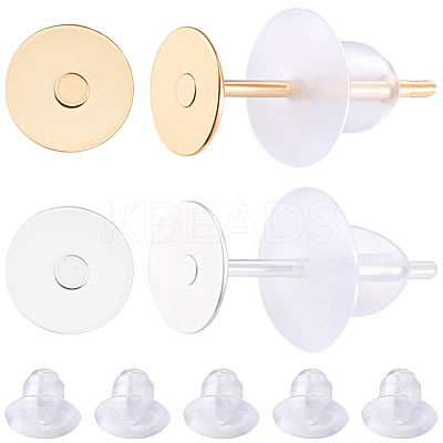 200Pcs 2 Colors 304 Stainless Steel Stud Earring Findings STAS-BBC0009-92C-1