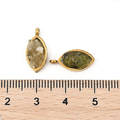 Natural Mixed Stone Chip 304 Stainless Steel Horse Eye Pendants KK-P300-13G-1