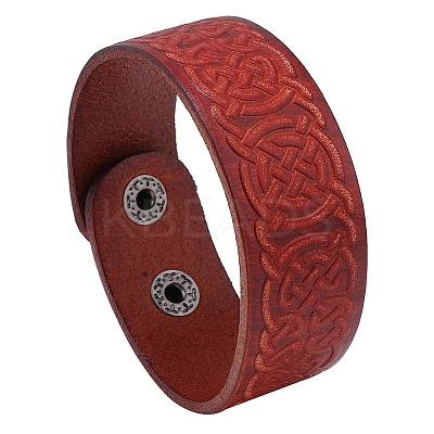 Witch Knot Pattern Cowhide Crod Bracelets PW-WG33678-02-1