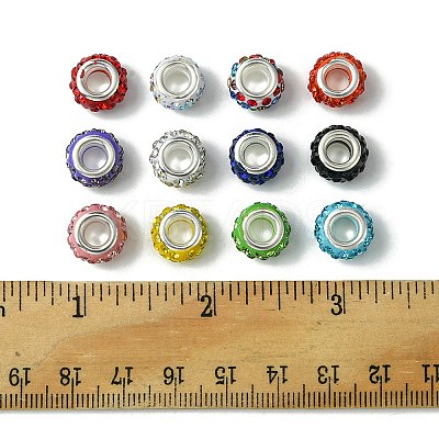 60Pcs 12 Colors Polymer Clay Rhinestone European Beads CPDL-FS0001-02-1