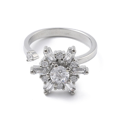 Snowflake Rotatable Open Cuff Rings for Women LS-RJEW-S402-11P-1