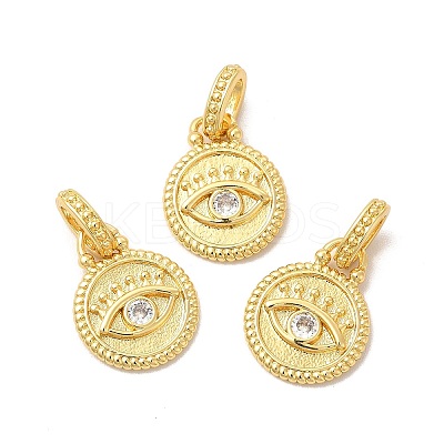 Rack Plating Brass Pave Clear Cubic Zirconia European Dangle Charms KK-B068-25G-1