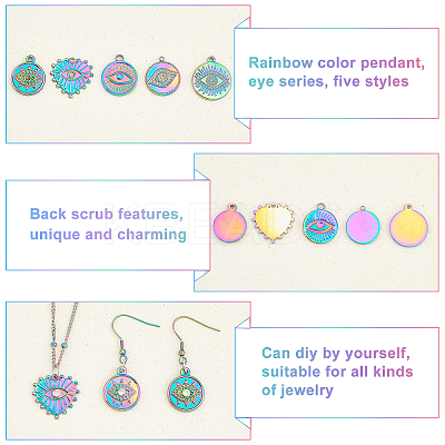 4Pcs 2 Style 304 Stainless Steel Pendant Enamel Settings STAS-DC0007-50-1