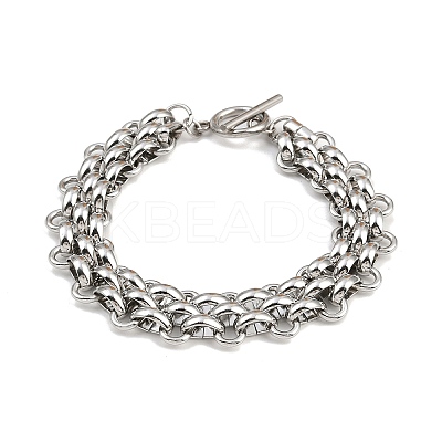 304 Stainless Steel Oval Link Chain Bracelets BJEW-G759-03P-1