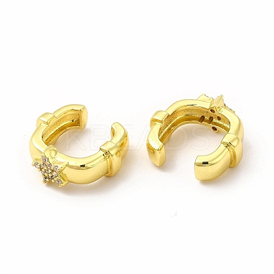 Star Rack Plating Brass Micro Pave Cubic Zirconia Cuff Earrings for Women EJEW-H091-26G-1