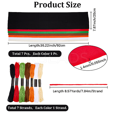 7Pcs 7 Colors Non-woven Felt Fabric DIY-CP0012-69A-1