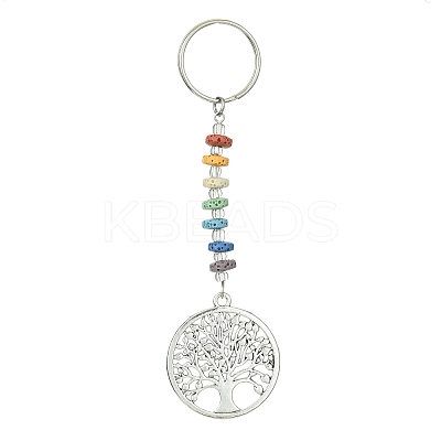 Chakra Natural Lava Rock & Alloy Tree of Life Pendant Keychain KEYC-JKC00644-03-1