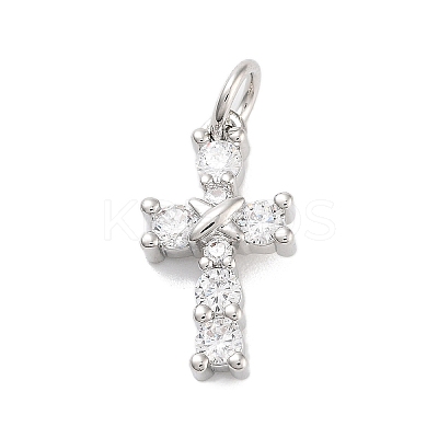 Rack Plating Brass Clear Cubic Zirconia Pendants X-KK-M293-13P-1
