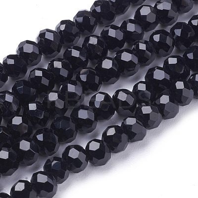 Faceted(32 Facets) Round Glass Beads Strands X-EGLA-J042-4mm-08-1