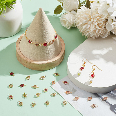 30Pcs 3 Colors Eco-Friendly Brass Glass Connector Charms KK-AR0003-99-1