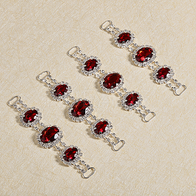 4Pcs Silver Plated Brass Rhinestone Connector Charms RB-CA0001-05A-1