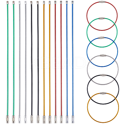36Pcs 6 Colors Rubber Cover Stainless Steel Wire Cable Keychains FIND-SC0013-71B-1