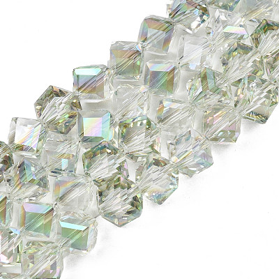 Electroplate Transparent Glass Beads Strands EGLA-N002-29-C03-1