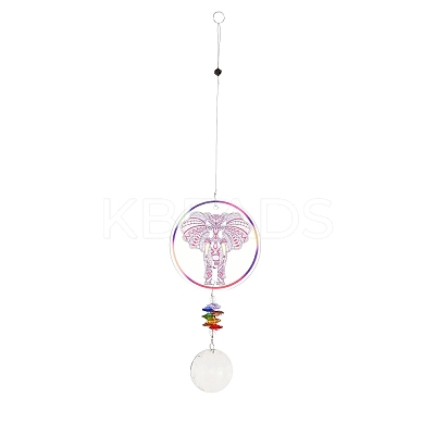 Glass Round Window Hanging Suncatchers DJEW-PW0010-04A-1