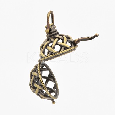 Brass Hollow Cage Pendants KK-P141-12-1