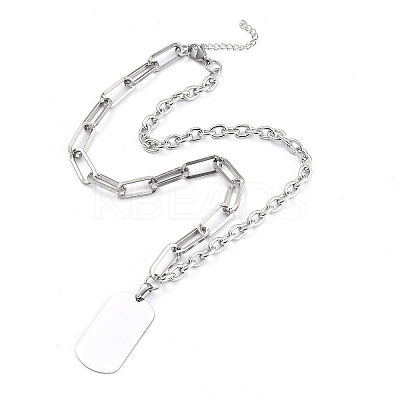 Non-Tarnish 304 Stainless Steel Paperclip Chains & Cable Chain Jewelry Sets SJEW-K153-16P-1