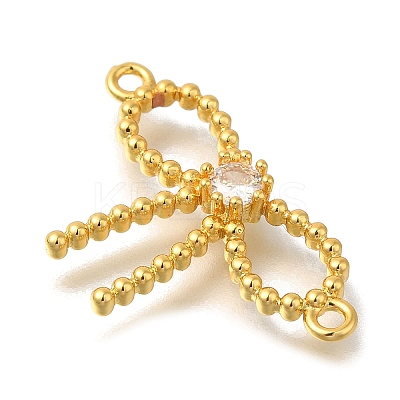 Rack Plating Brass Pave Clear Cubic Zirconia Bowknot Connector Charms KK-I716-29G-1